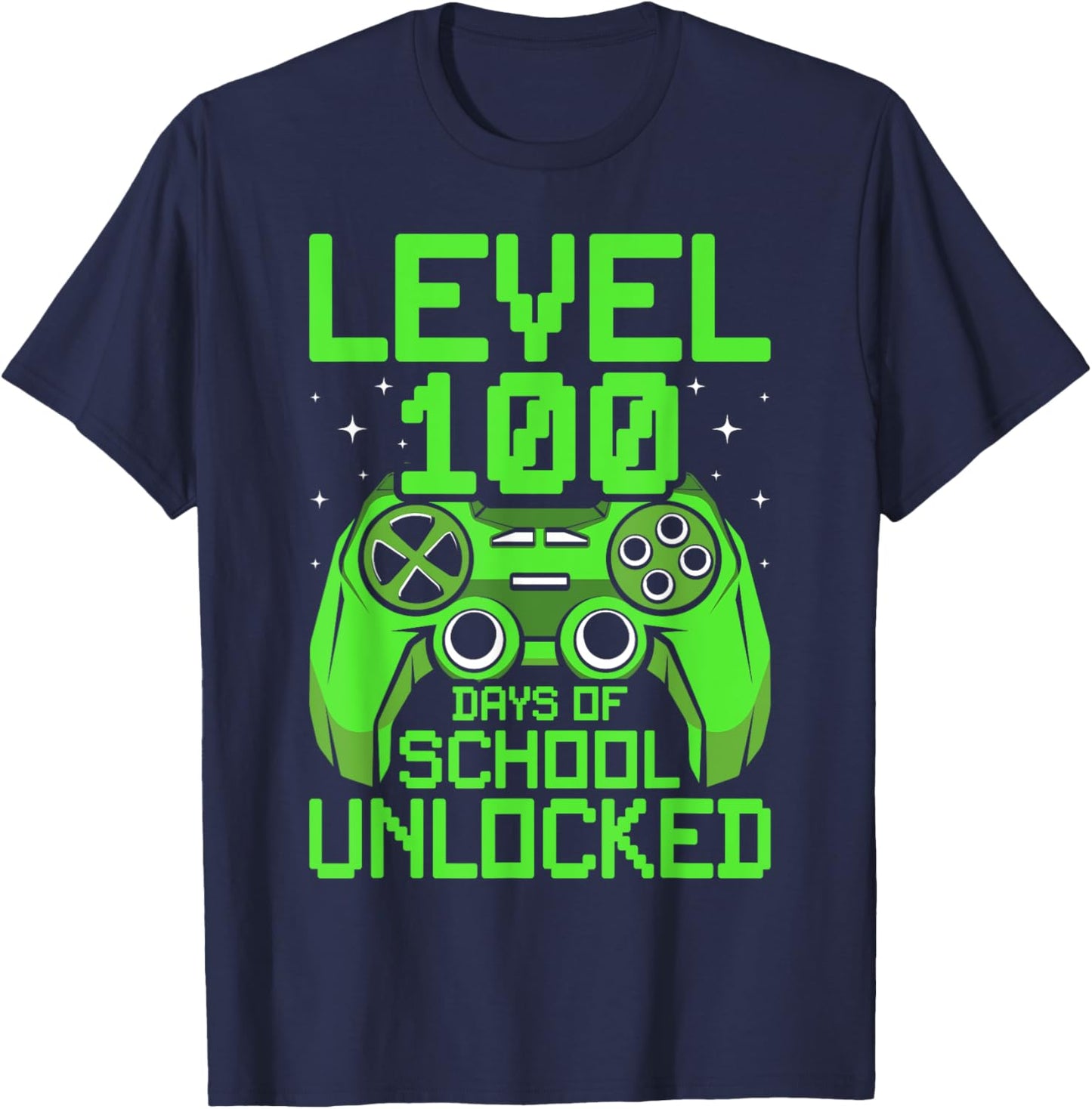 100th Day of School Boys Level 100 Days of School Unlocked T-Shirt - T-Shirt | Navy