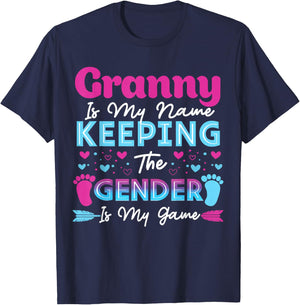 Keeper of The Gender Granny Baby Shower Gender Reveal T-Shirt - T-Shirt | Navy