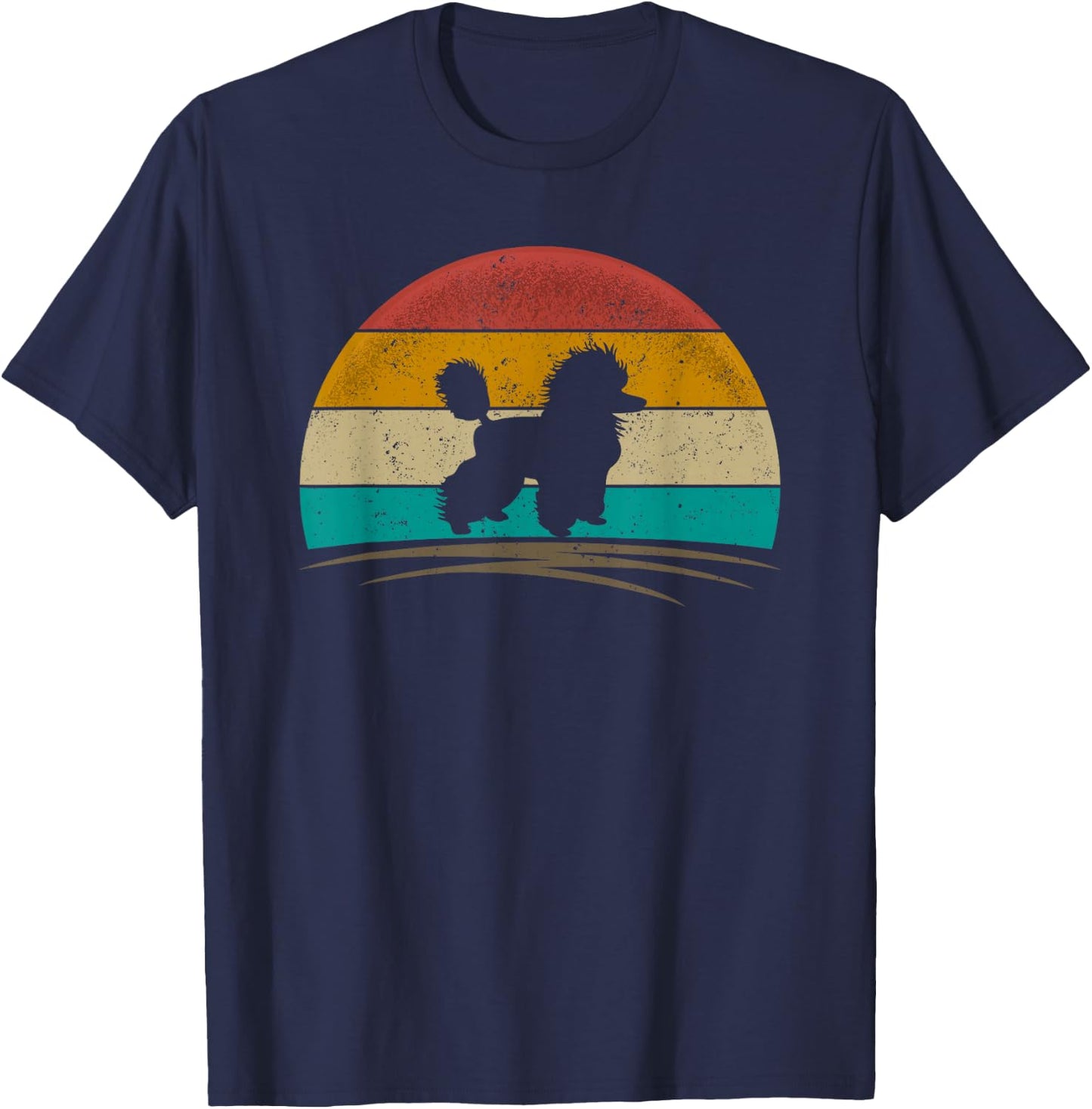 Retro Poodle Shirt Vintage Dog Poodle Lover Poodle Mom Dad T-Shirt - T-Shirt | Navy