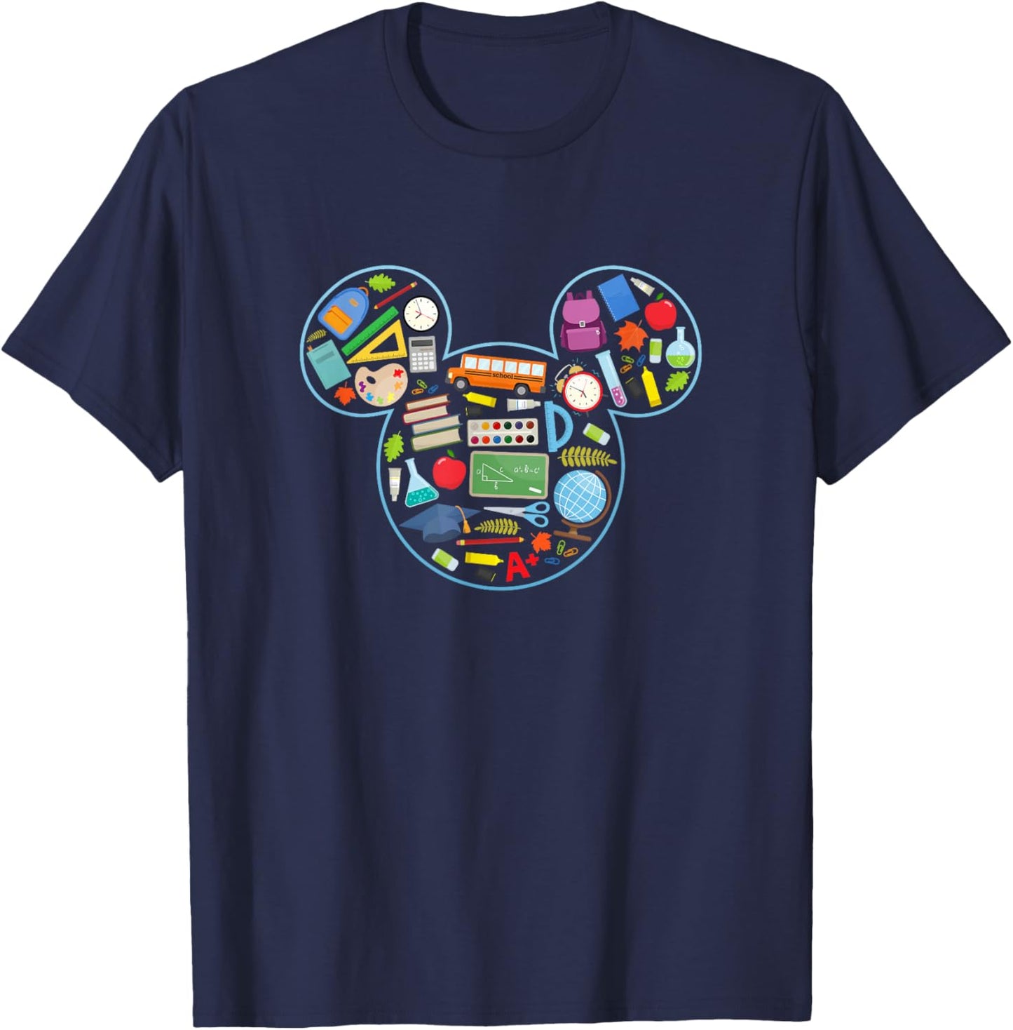 Disney Mickey And Friends Back To School Supplies Logo Fill T-Shirt - T-Shirt | Navy