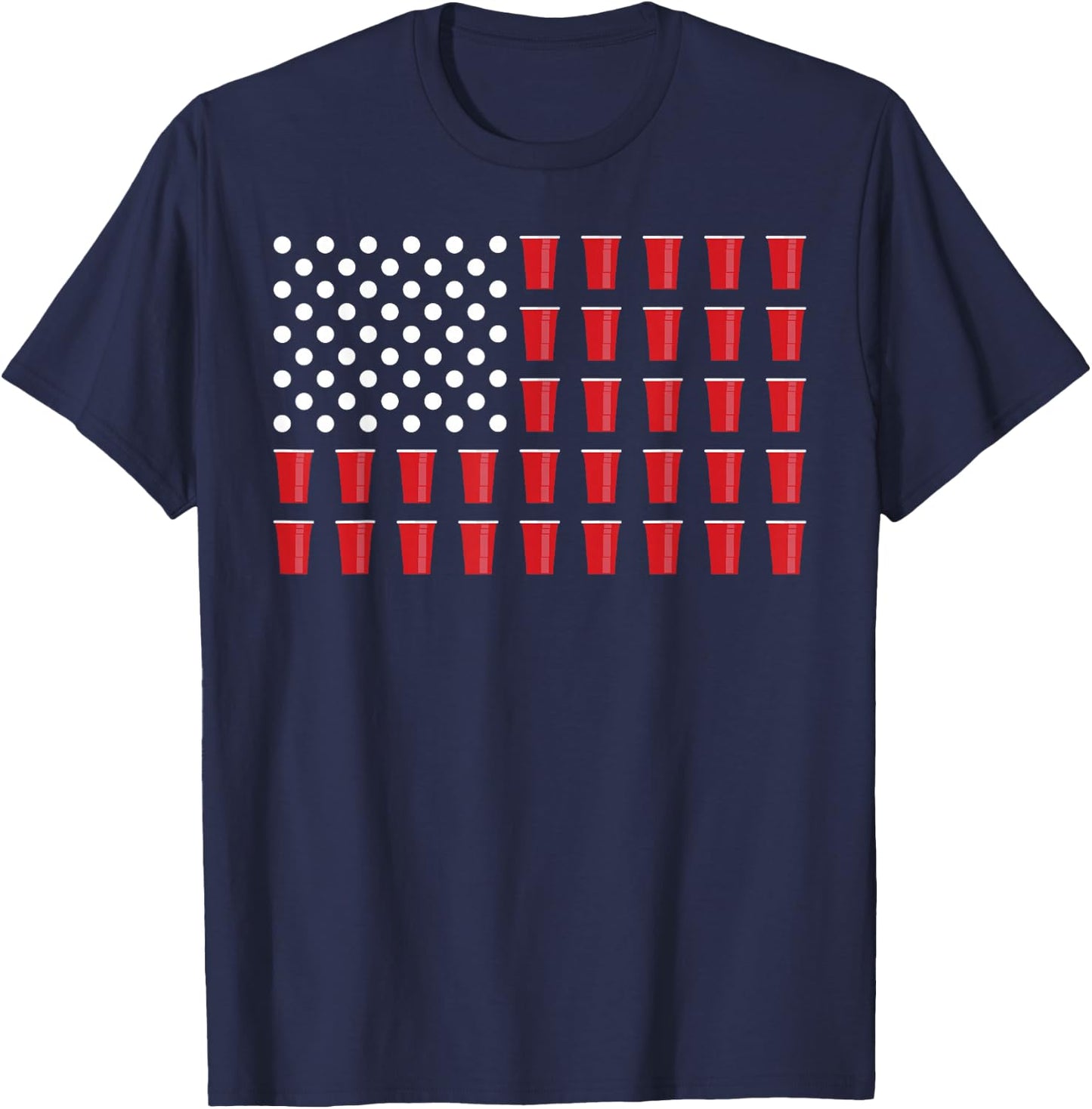 4th Of July Beer Pong American Flag College Party T-Shirt - T-Shirt | Navy