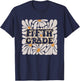 Retro Flower Power Squared Fifth 5th Grade Back To School T-Shirt - T-Shirt | Navy