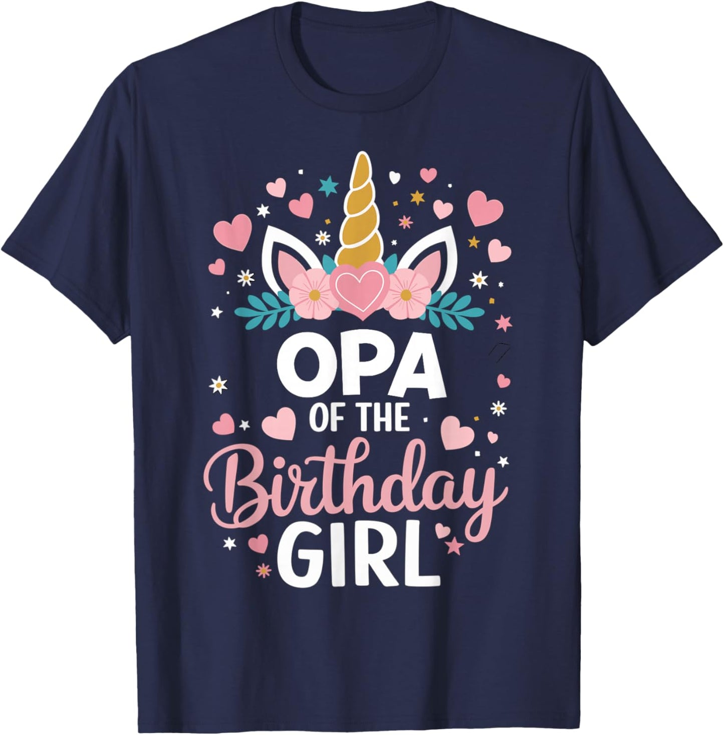 Opa Of The Birthday Girl Unicorn Grandpa 1st Bday T-Shirt - T-Shirt | Navy