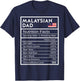 Malaysian Dad Nutrition Facts National Pride Gift Dad T-Shirt - T-Shirt | Navy