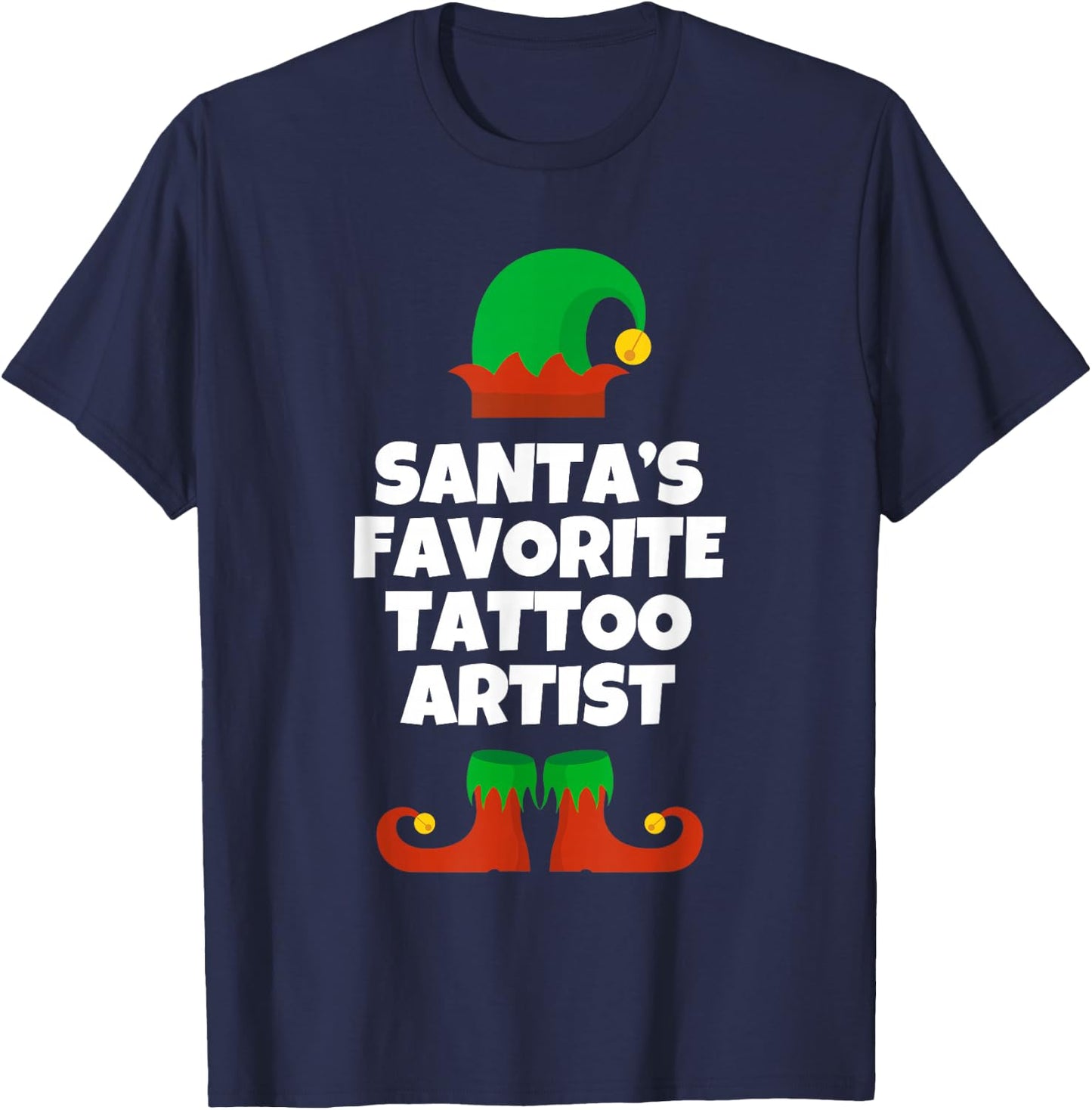 Santas Favorite Tattoo Artist Christmas Funny Pj Tattooist T-Shirt - T-Shirt | Navy