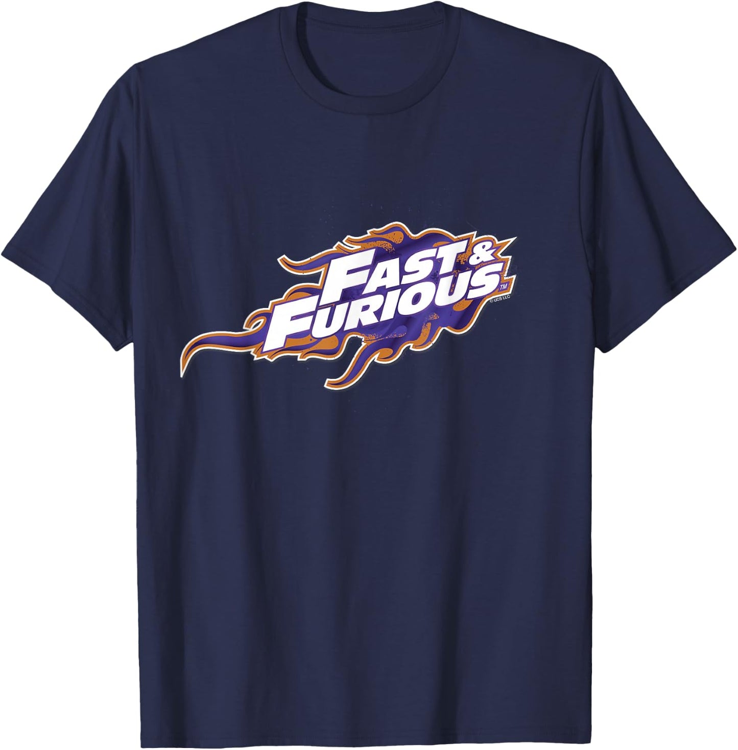 Fast & Furious Purple and Orange Flames Logo T-Shirt - T-Shirt | Navy
