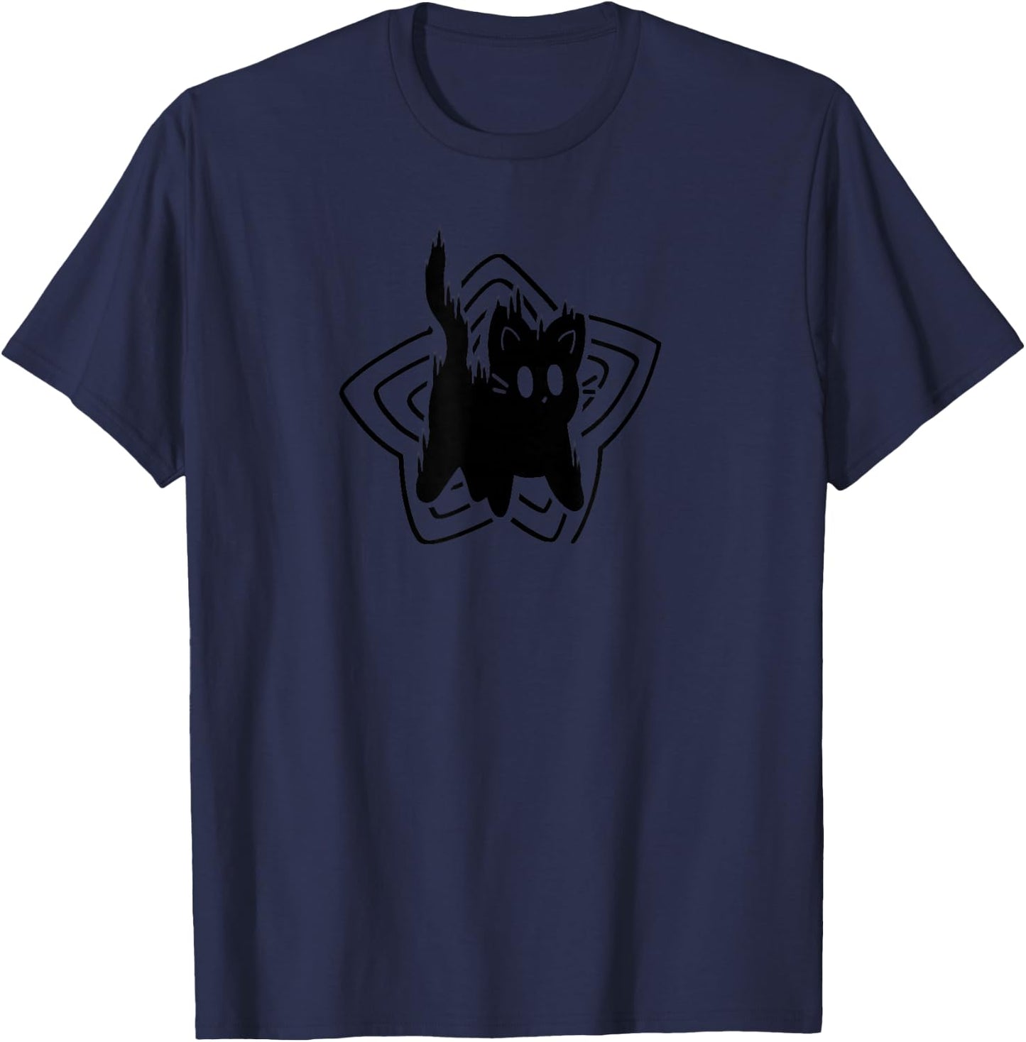 Y2K 90s Cute Scary Scared Cat Tomcat T-Shirt - T-Shirt | Navy