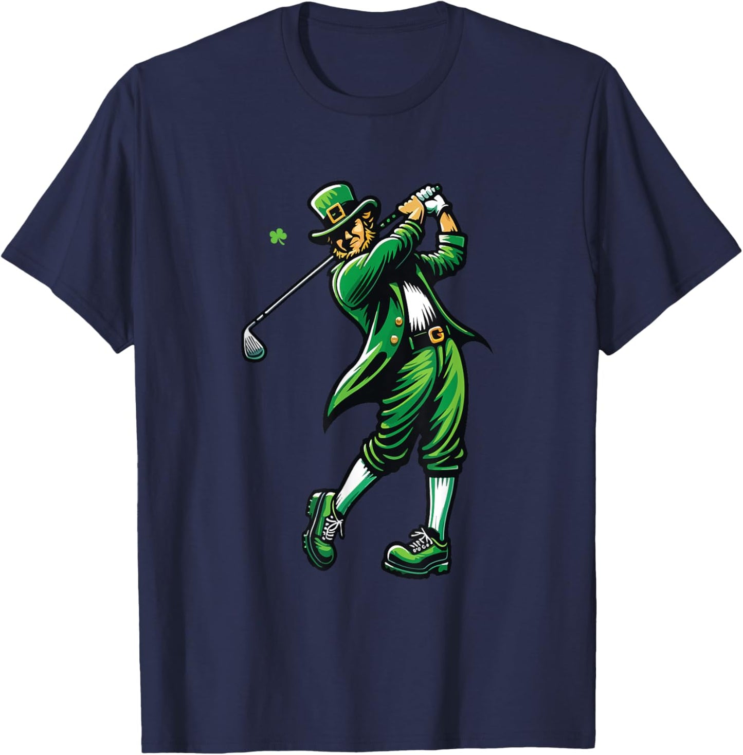 Golf St Patrick's Day Irish Leprechaun Golfer Golfing T-Shirt - T-Shirt | Navy