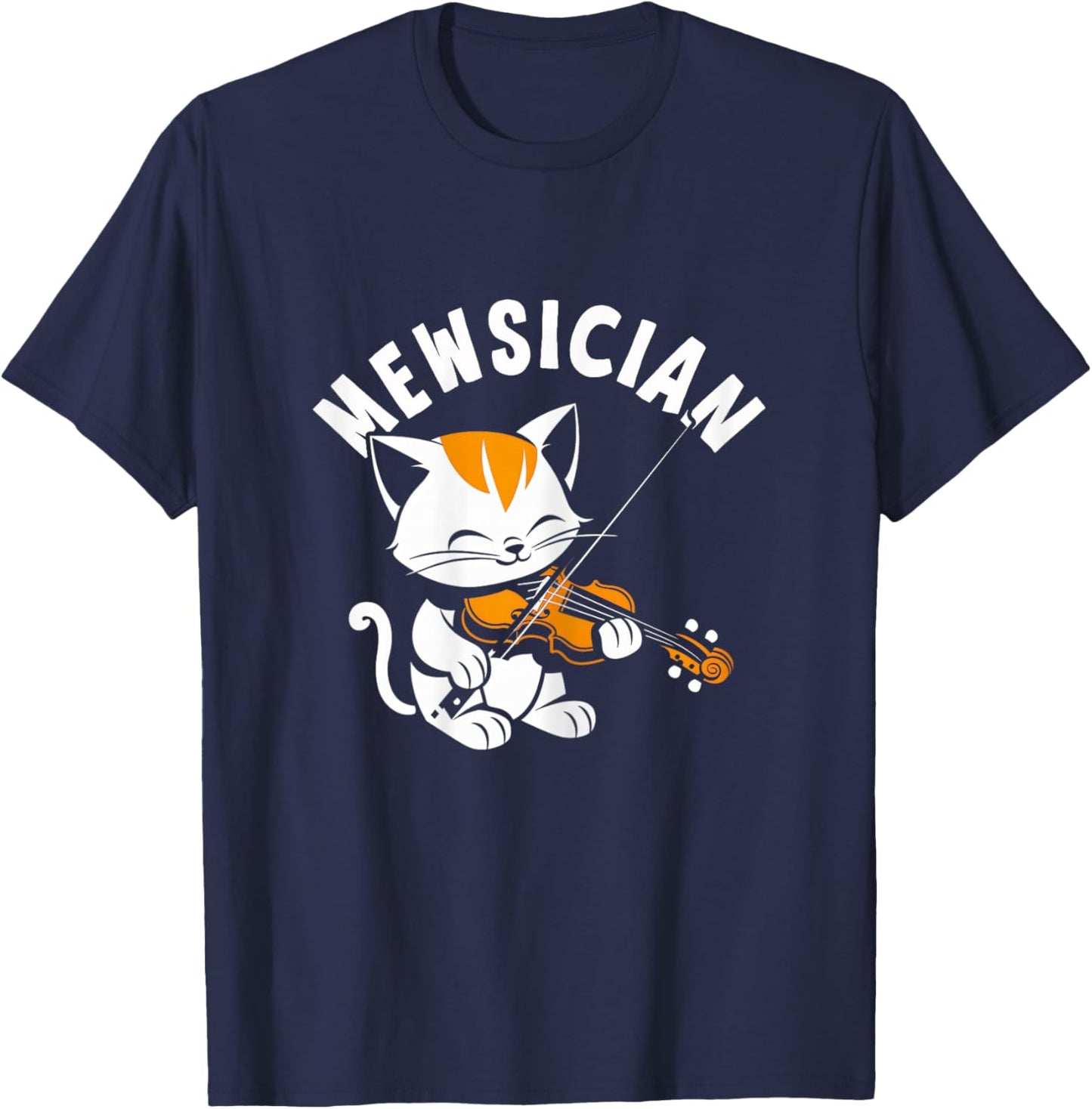 Violin Cat Mewsician Funny Cute Kawaii Cat Violinist T-Shirt - T-Shirt | Navy
