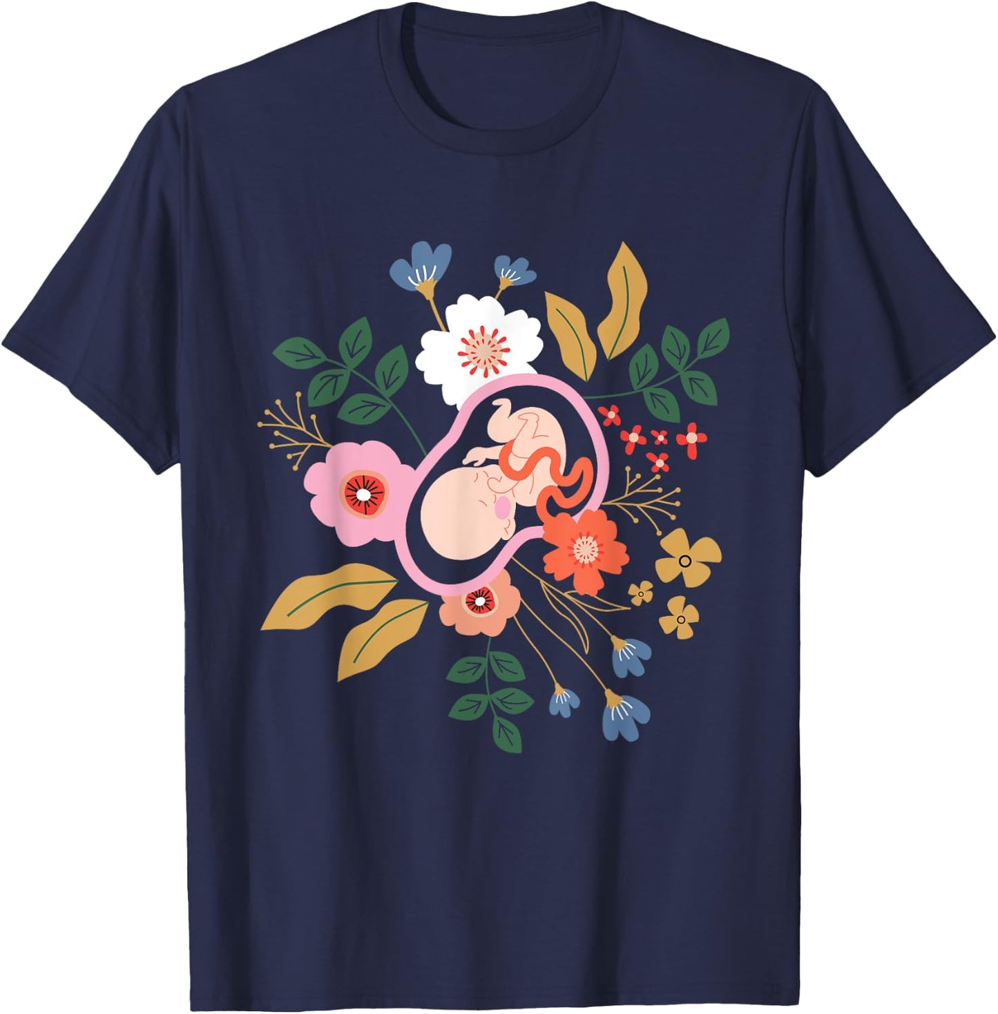 Floral Doula Midwifery - Midwives Childbirth Labor Assistant T-Shirt - T-Shirt | Navy