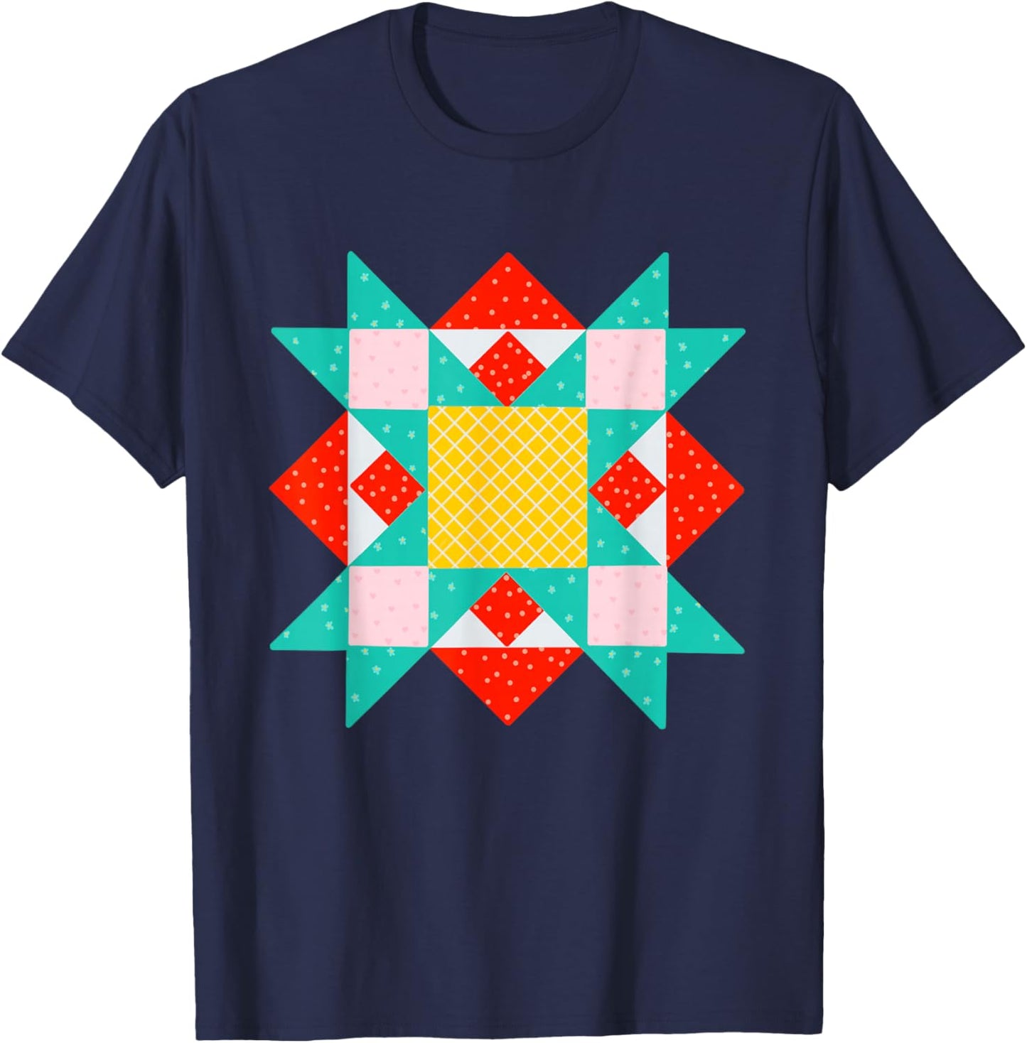 Quilt Block Barn Quilter Country T-Shirt - T-Shirt | Navy