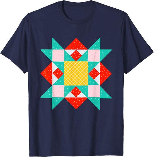 Quilt Block Barn Quilter Country T-Shirt - T-Shirt | Navy