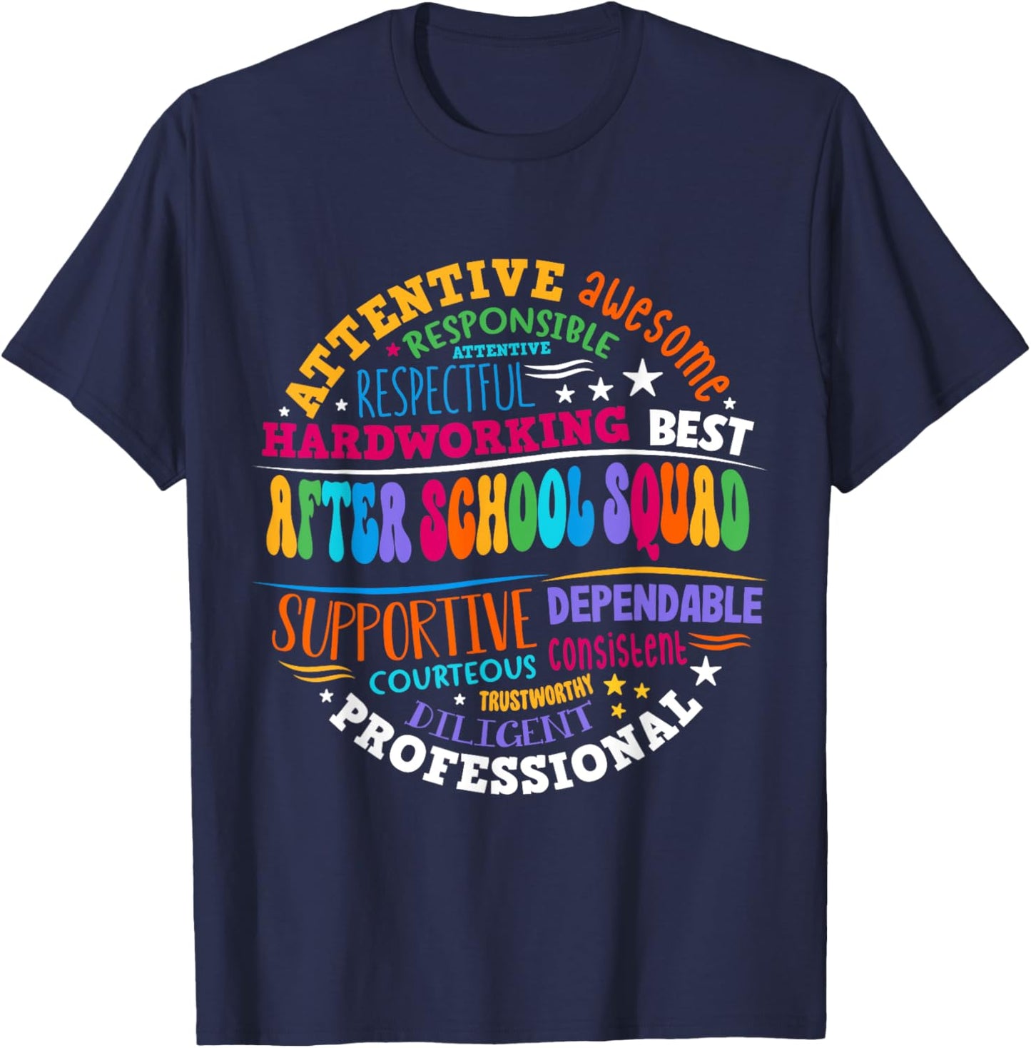Groovy After School Squad After School Program Staff T-Shirt - T-Shirt | Navy