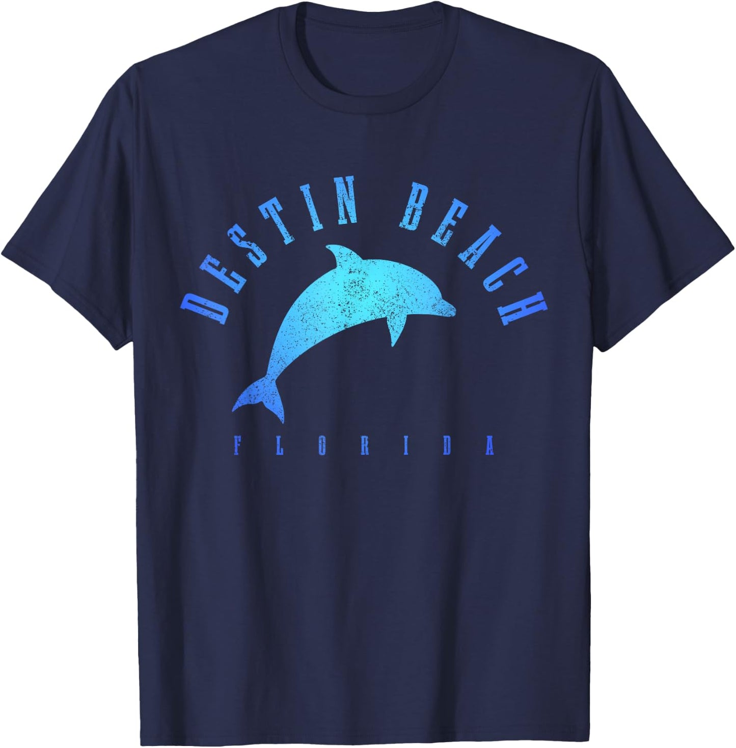 Destin Beach Florida FL Vintage Dolphin Holiday T-Shirt - T-Shirt | Navy