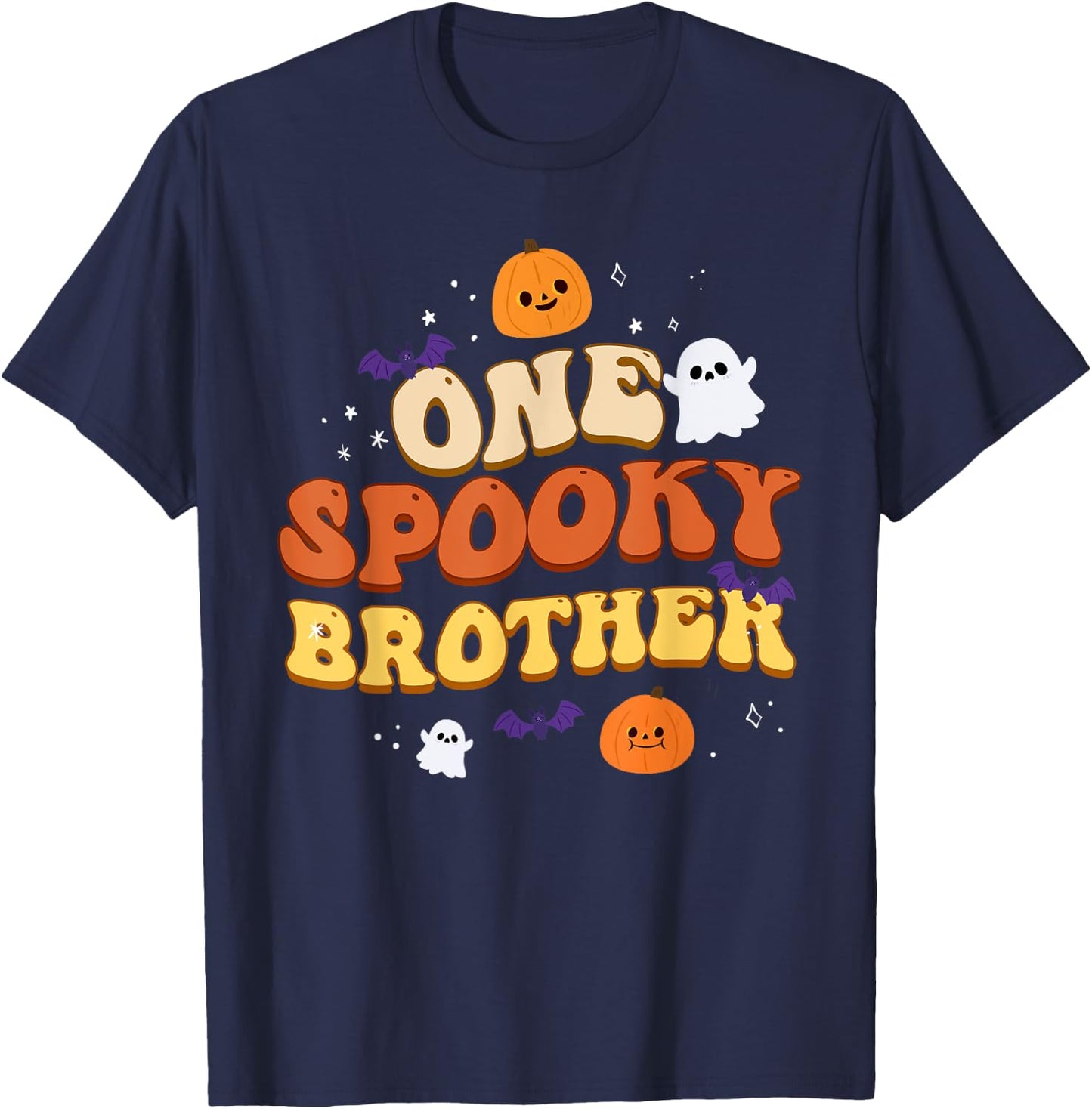 One Spooky Brother Boo Halloween Cute Family Matching Group T-Shirt - T-Shirt | Navy