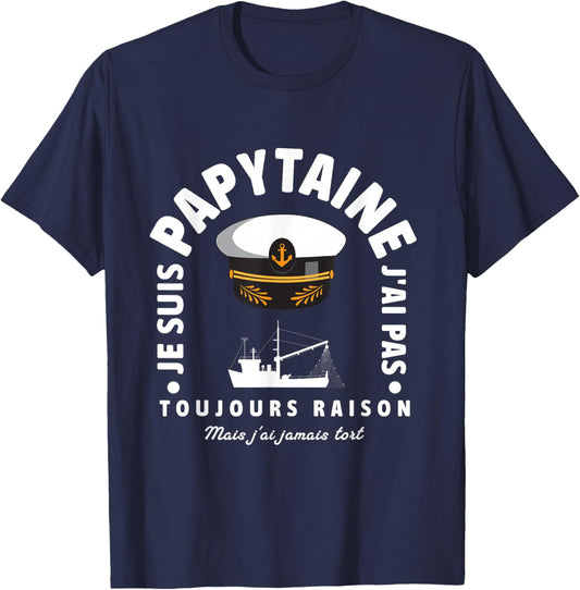 Grandpa Captain Boat Ship Sailor Humor Grandpa , Black, S T-Shirt - T-Shirt | Navy