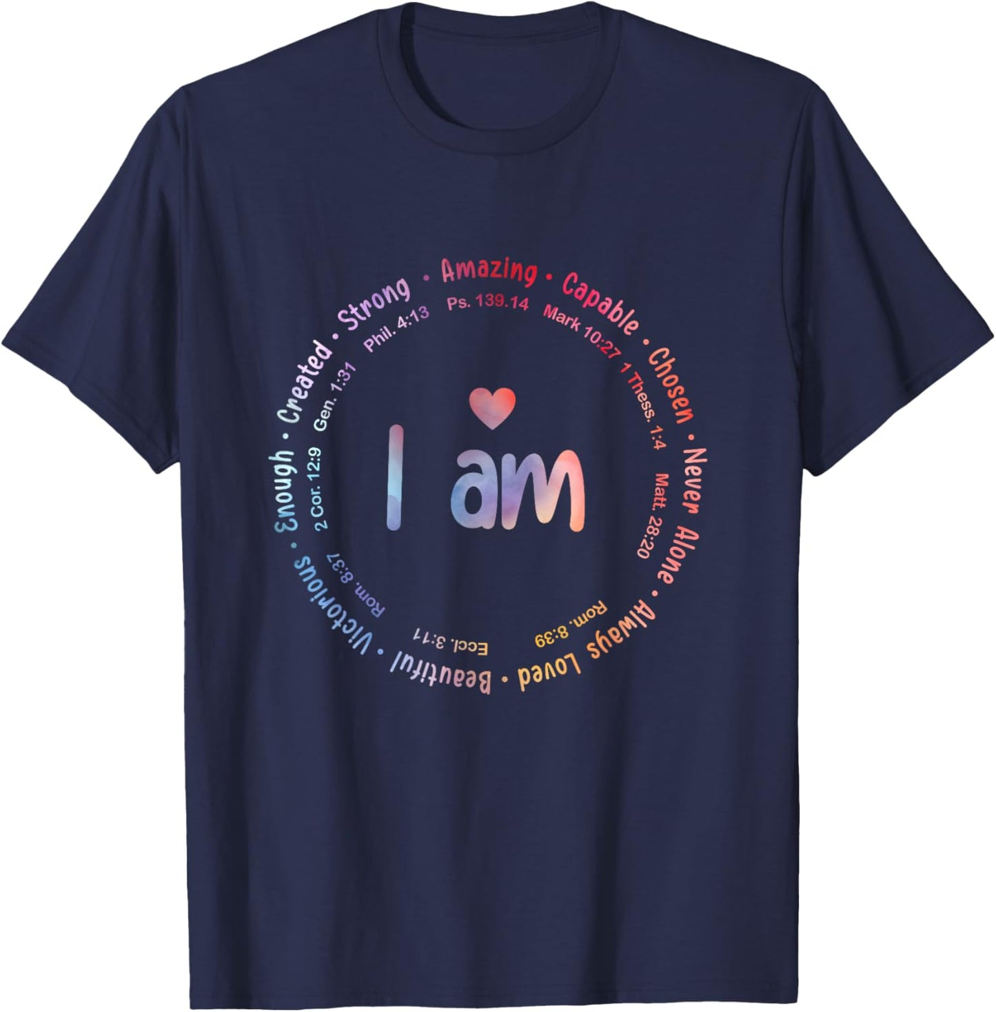 Tie Dye I Am Inspiration Christian Religious Bible Verses T-Shirt - T-Shirt | Navy