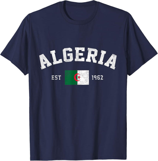 Algeria Est. 1962 Algerian Flag Independence Day T-Shirt - T-Shirt | Navy