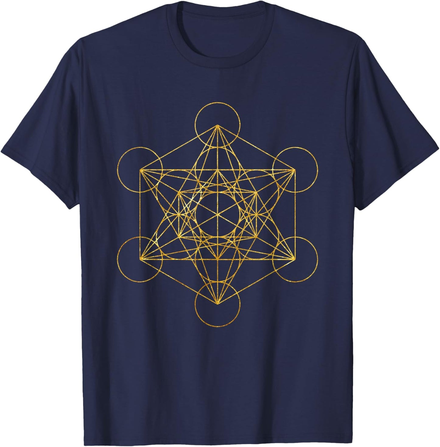 Metatron's Cube Sacred Geometry Yoga Pray T-Shirt - T-Shirt | Navy
