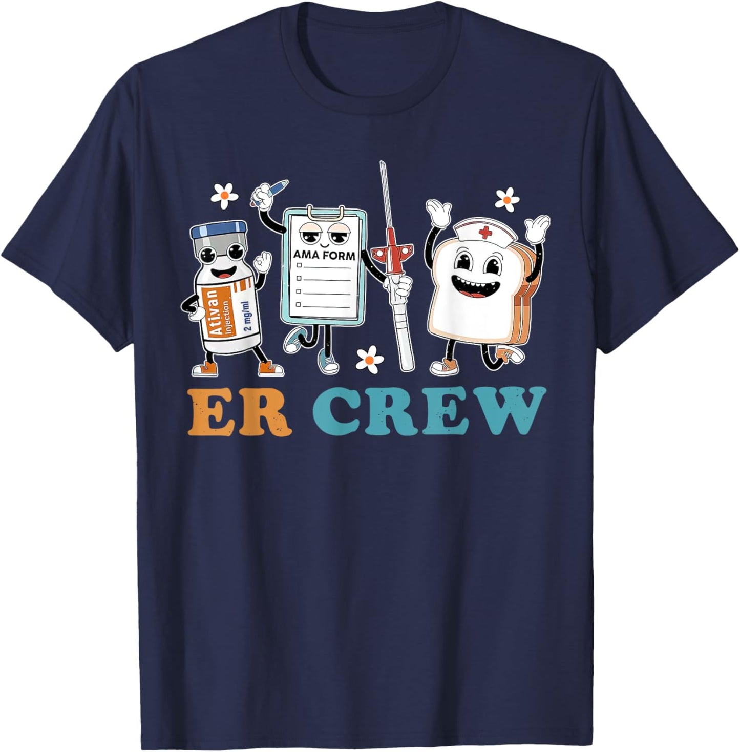 Retro ER Crew Emergency Room Funny ER ED Nurse Tech T-Shirt - T-Shirt | Navy
