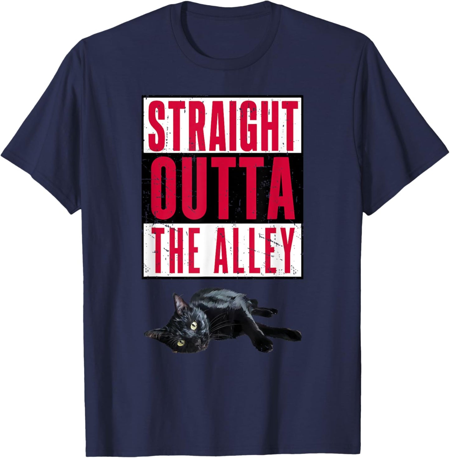 Straight Outta The Alley Cat Men Women Teen Girl Boy Kids T-Shirt - T-Shirt | Navy