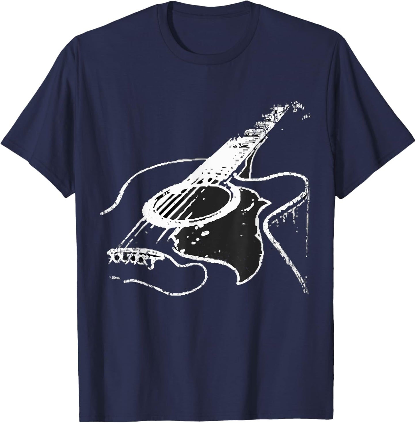 Vintage Guitar Acoustic Guitarist Blues Rock Hard Rock Pop T-Shirt - T-Shirt | Navy