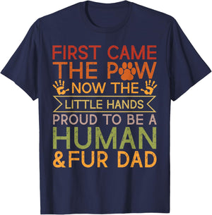 Fur Baby To Human Baby Pregnancy New Dad Father's Day T-Shirt - T-Shirt | Navy