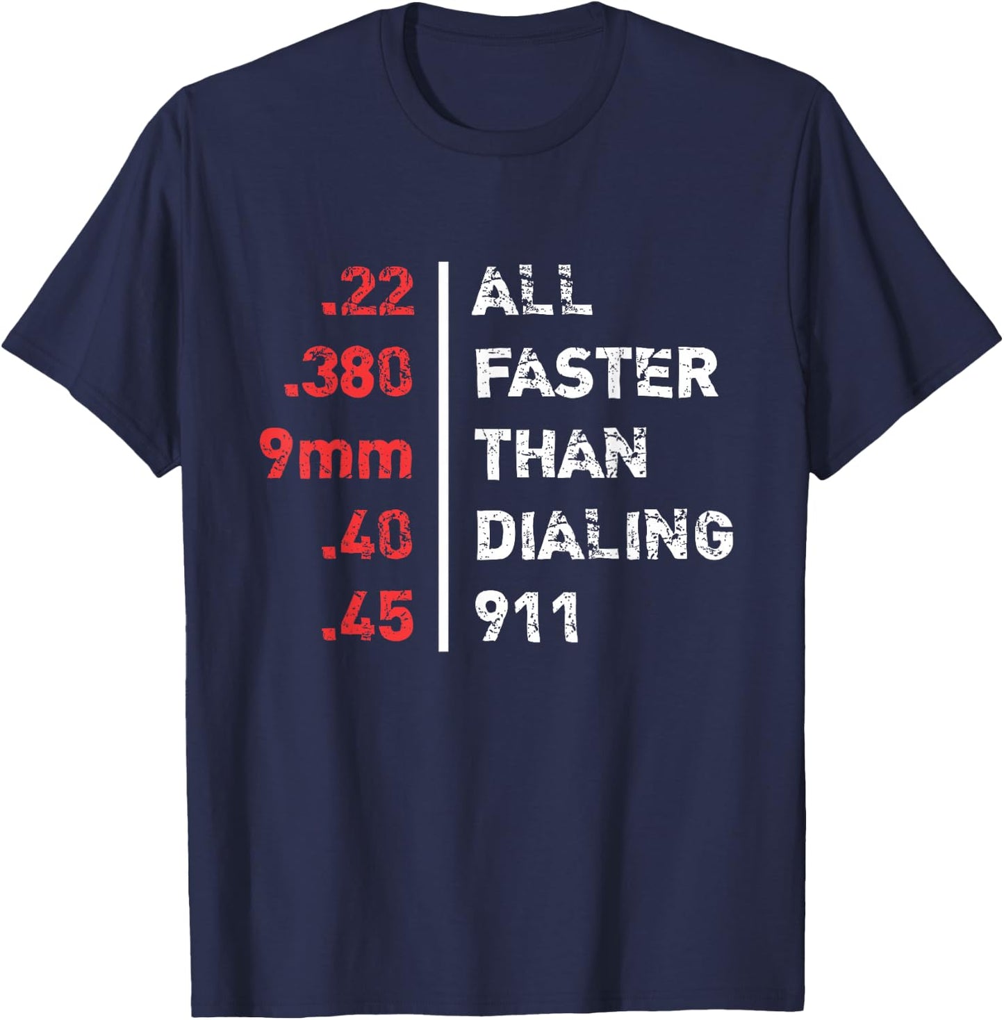 Bullets Are All Faster Than Dialing 911 Ammo T-Shirt - T-Shirt | Navy