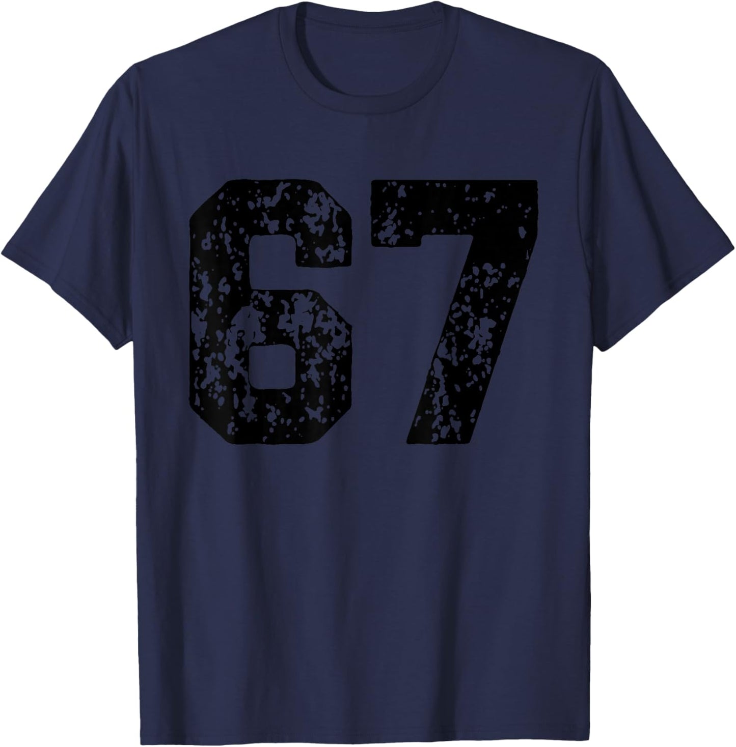 Number 67 Black Best Classic College Style Birthday Funny T-Shirt - T-Shirt | Navy