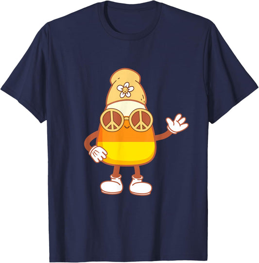 Halloween Candy Corn Squad Team Retro Groovy Candy Corn T-Shirt - T-Shirt | Navy