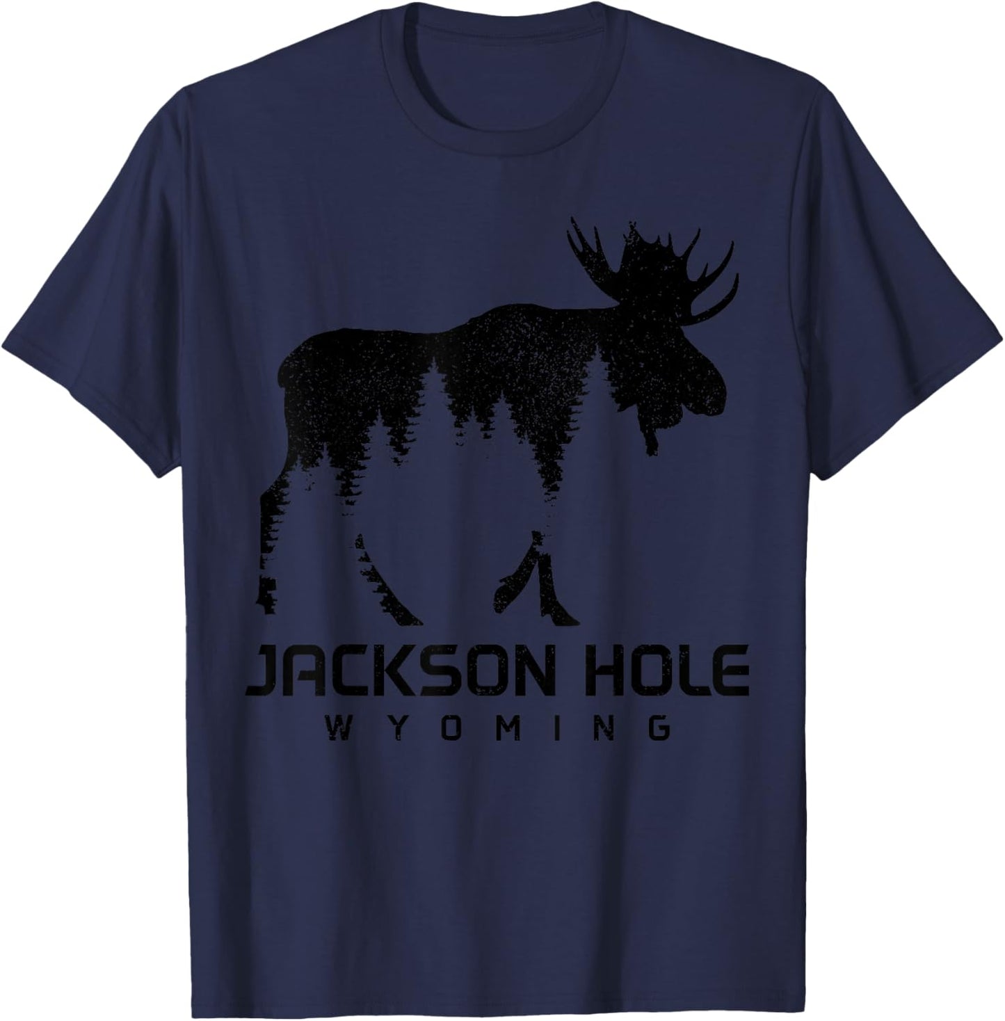 Jackson Hole Wyoming Vintage Moose Souvenir Pride T-Shirt - T-Shirt | Navy