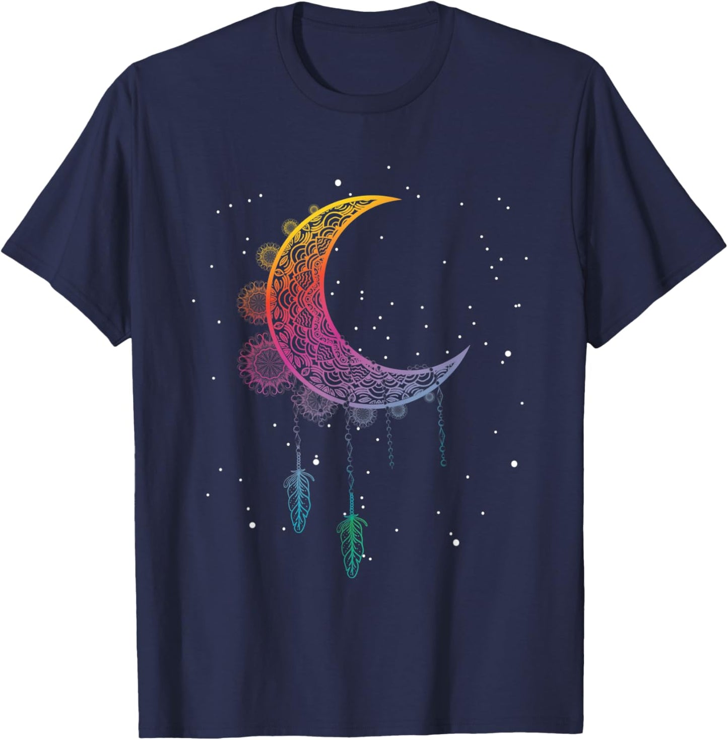 Galaxy Luna Star Boho Stargazer Celestial Body Crescent Moon T-Shirt - T-Shirt | Navy