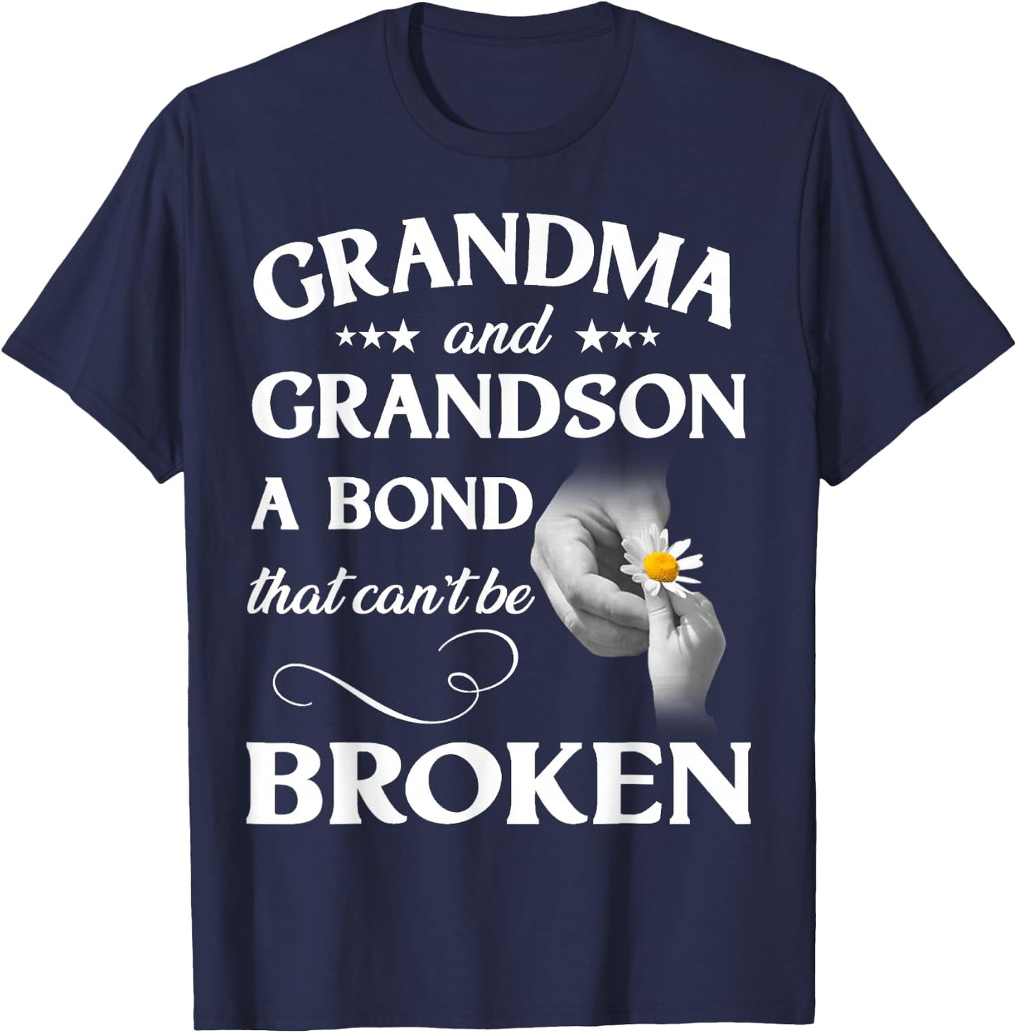 Trendy Coloring Grandma and Grandson A Bond That Can't Be Broken ,Black,Small T-Shirt - T-Shirt | Navy
