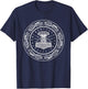 Thor Hammer Mjolnir in Circle of Norse Runes Fenrir Wolf T-Shirt - T-Shirt | Navy