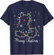 Cute Cat Meowy Christmas Light Cat Lover Mom Dad Merry Xmas Men Women Kids T-Shirt - T-Shirt | Navy