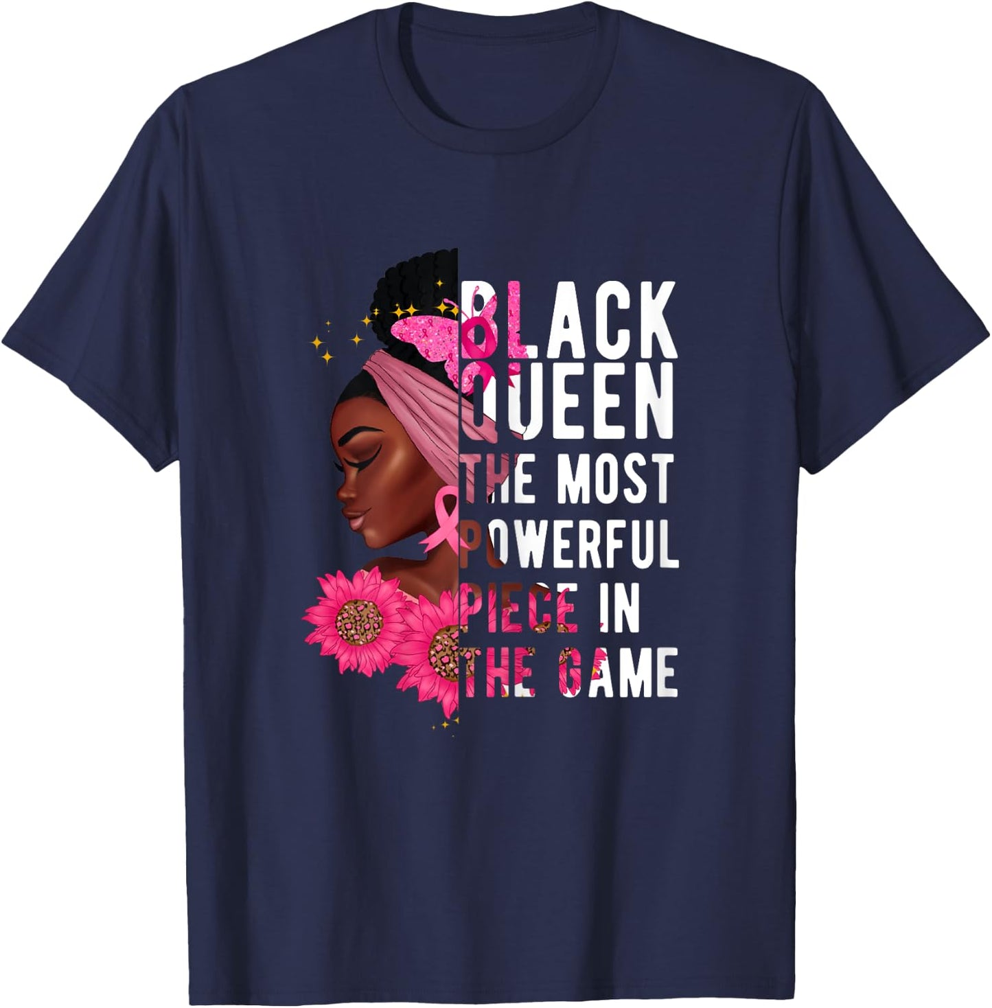 Black Queen The Most Powerful Piece In The Game Afro Women T-Shirt - T-Shirt | Navy