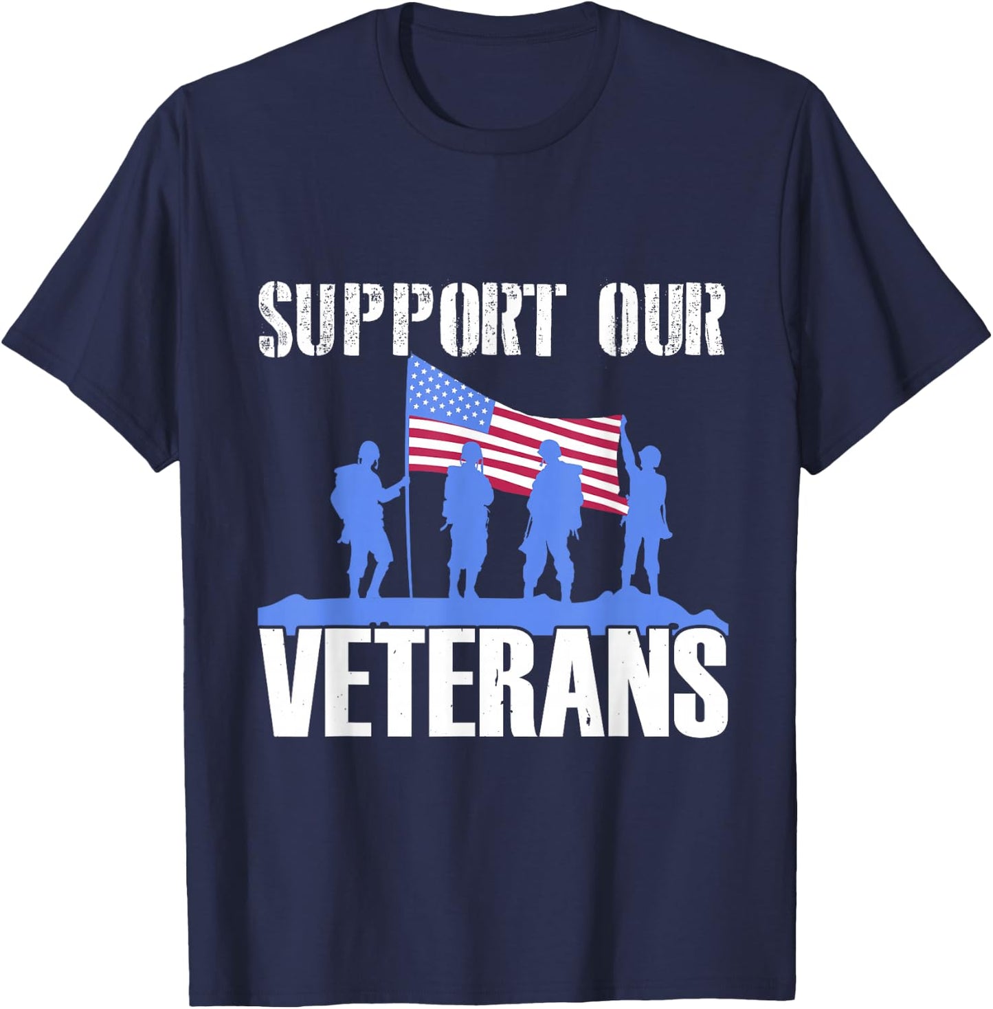 American Flag Support our Veterans T-Shirt - T-Shirt | Navy