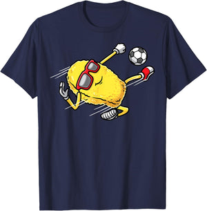 Soccer Player Chicken Nugget Playing Soccer Girls Boys T-Shirt - T-Shirt | Navy