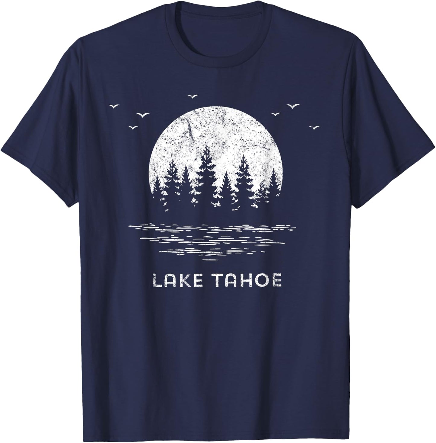 Lake Tahoe California/Nevada Mountain Resort Moon Trees Gift T-Shirt - T-Shirt | Navy