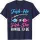 Fish-He Or Fish-She Auntie To Be Gender Reveal Baby Shower T-Shirt - T-Shirt | Navy