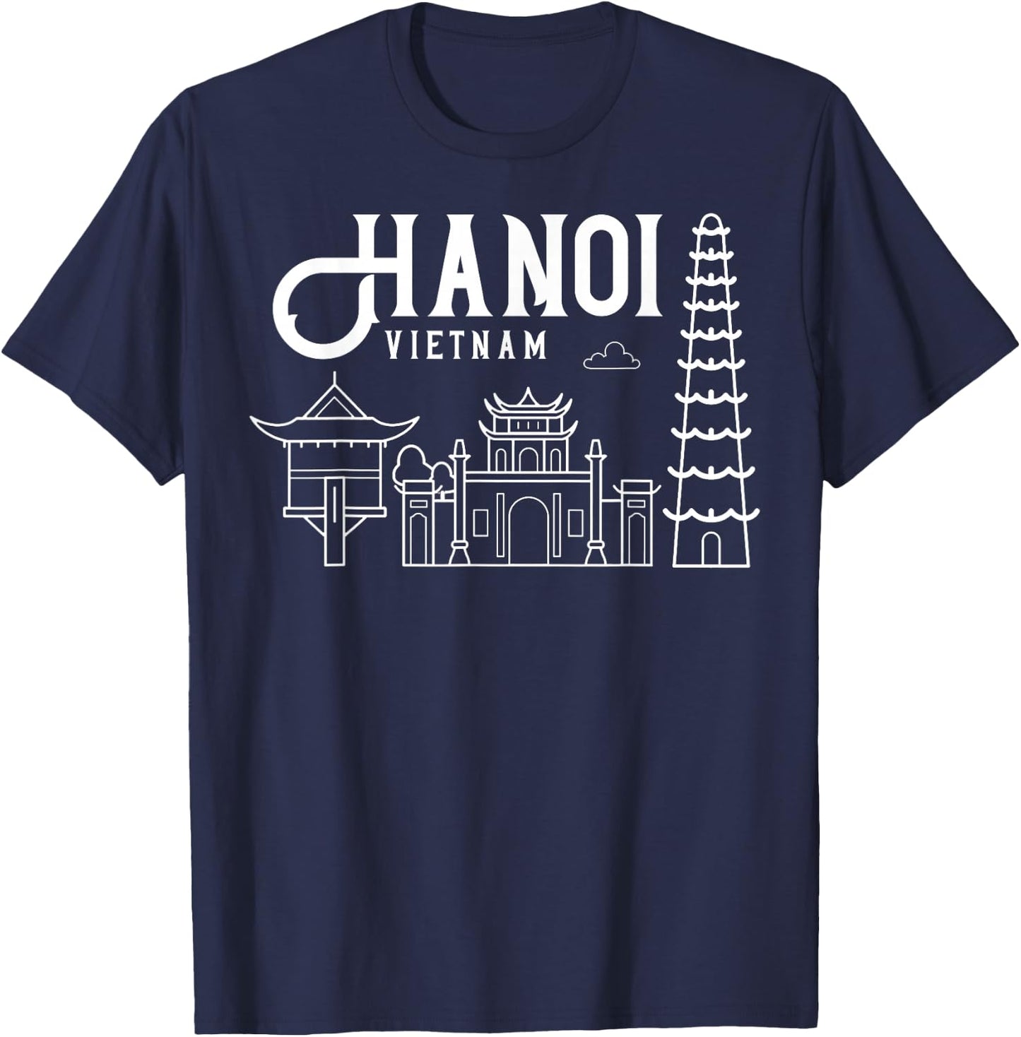Hanoi Vietnam City Skyline Map Travel T-Shirt - T-Shirt | Navy