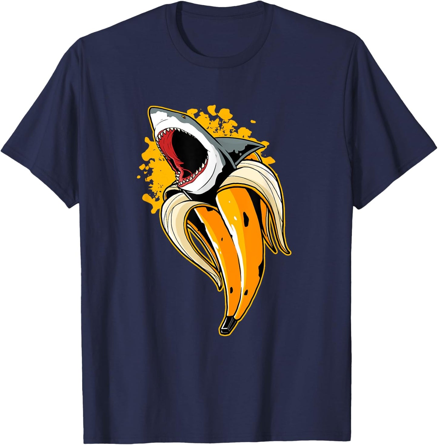 Banana Shark Marine Biology Fruit Lover Shark Lover Funny T-Shirt - T-Shirt | Navy