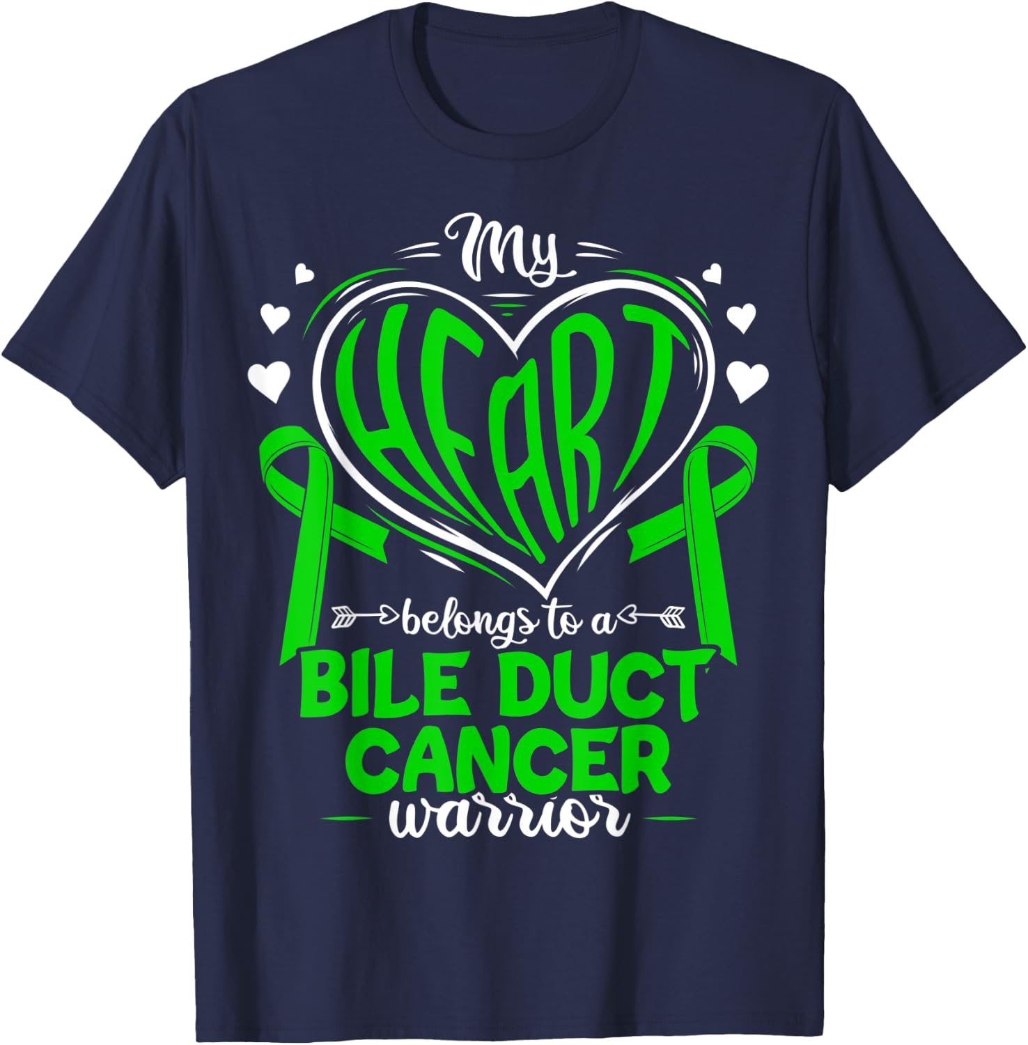 Cholangiocarcinoma Bile Duct Cancer Awareness T-Shirt - T-Shirt | Navy