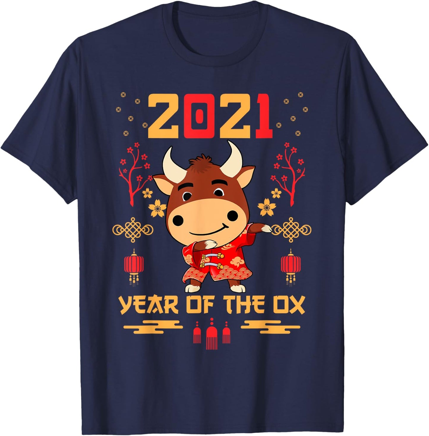 Chinese New Year 2021 Clothes Boy Girl Outfit Year Of The Ox T-Shirt - T-Shirt | Navy