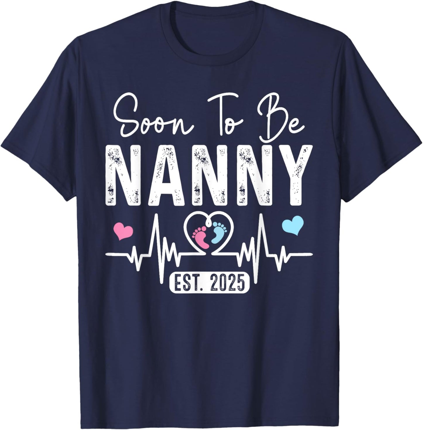 Vintage Soon To Be Nanny Est. 2025 New Nanny T-Shirt - T-Shirt | Navy