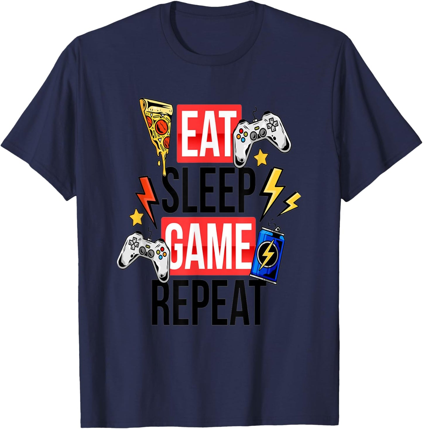 Funny Eat Sleep Game Repeat for Video Games Lovers T-Shirt - T-Shirt | Navy