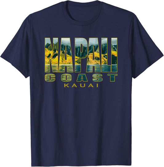 Na Pali Coast Kauai Hawaii Island NaPali Cliffs Garden Isle T-Shirt - T-Shirt | Navy