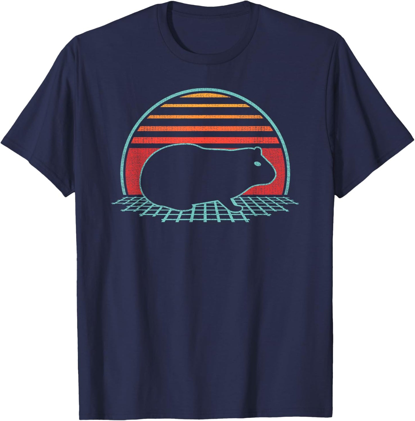 Guinea Pig Lover Animal Retro Vintage 80s Style T-Shirt - T-Shirt | Navy