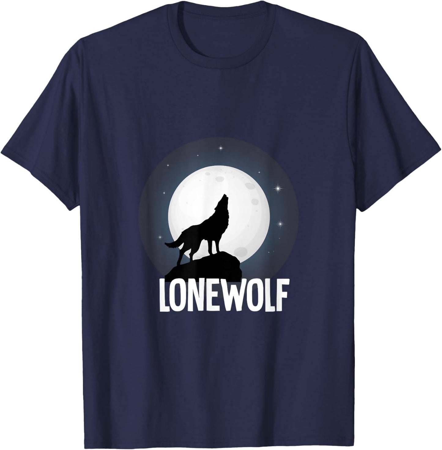 Lone Wolf Howling at The Moon Animal Wildlife Wild Howl T-Shirt - T-Shirt | Navy
