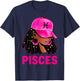 Pisces Queen Loc'd Hair Black Woman Cap Zodiac Sign T-Shirt - T-Shirt | Navy